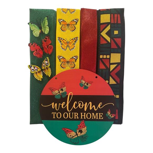 Juneteenth DIY Wreath Making Kit, Black History Butterfly Sign Ribbon Bundle Set - Picture 2 of 5